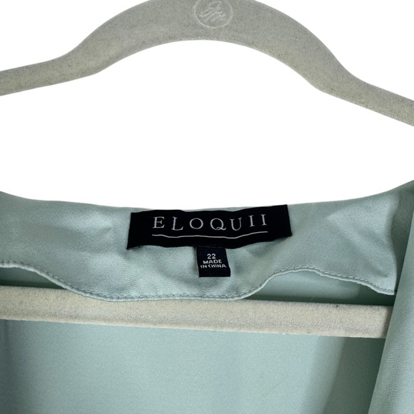 NWT ELOQUII Plus Size 22 Blue Green Pastel Satin Maxi Dress Semi-Formal Holiday - Picture 5 of 14